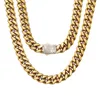 Łańcuchy o szerokości 614 mm stali nierdzewnej kubańskie naszyjniki z Miami CZ pudełko z cyrkonem ZAMKA DUŻA ciężki złoty łańcuch dla mężczyzn Raper Hip Hop Jewelry9539264