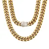 Chains 6-14mm Wide Stainless Steel Cuban Miami Necklaces CZ Zircon Box Lock Big Heavy Gold Chain For Men Hip Hop Rapper Jewelry