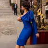 Kadınlar Elbise Seksi Bir Omuz Uzun Kollu Bodycon Yay Tasarım Ünlü Parti Bandaj Vestidos 210527