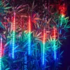 8つのチューブクリスマスLED文字列の流星のシャワーガーランドの花蓮フェスターンのホリデーストリップライト屋外防水妖精のライト