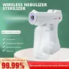 Vattenutrustning Wireless Nano Atomization Fogger Machine Blue Light Nanos Steam Electric Spray Guns Batteri Disinfektion Gun House House 8