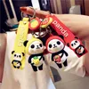 Keychains Panda football Flexible PVC plastic doll, key chain, super fire bear, schoolbag, decorations, gifts, trinkets