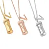 Europe America Fashion New Style Men Lady Women Silver/Gold-colour Metal Chain Long Necklace With Engraved V Initials Strass Pendant M68248