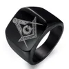 Black Gold Silver Masonic Demolay Anneau passé Master Knight of Columbus Anneaux Knights Templiers Freemasonry Cross Bijoux pour hommes Style Unique High Polished Nouveau