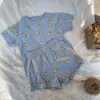 7695 Kinderkleding Set Baby Home Wear Zomer Nieuwe Koreaanse Babyjongen Pak Cartoon Afdrukken Home Pak Baby Girl Pyjama Set X0902