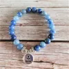 Bracelet perlé à dongling bleu Lotus 3d Symbol Lovers Bouded Breded