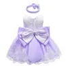 Baby Dress Lace Christening Gown Baptism Clothes Headband Newborn Kids Birthday Princess Infant Party Costume E8348 G1129