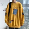 Höst Spring Hoodies Sweatshirt för Herr Black Loose Hip Hop Punk Pullover Streetwear Casual Fashion Clothes Oversize 5xL 210728