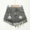 JOCOO JOLEE DREUGEN ZOMER CASUAL HOE ONGEVOEREN IRREGELIJKE CAT RANDEN Large Maat Denim shorts Hoge taille vaste knop Normcore broek 210619