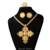 Mais novo tamanho grande cruzamento Etiópia Habesha Jóias conjuntos para mulheres ouro cheia cruzar jóias africano nupcial conjuntos de jóias H1022