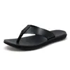 Summer Men's Leather Flip Flops Brand Luxury Beach Black Slippers Fashion Casual Outdoor Brown Slippers Big Size 211012