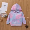 Spring and Herfst Baby / Peuter Tie-Dye Kleurrijke Lange mouwen Hooded Pullover 210528