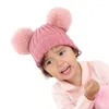 قبعات القبعات الاطفال طفل متماسكة قبعة، لطيف مزدوجة بوم سميكة الخريف الخريف الشتاء الصوف قبعة للفتيات الأولاد
