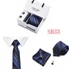 Mode Polyester Jacquard Hals Tie Set Wit Geometrische Stropdas Hanky ​​Manchetknoop Pak Ties voor Mannen Business Wedding Party