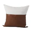 Coussin Décoratif Oreiller Faux Cuir Et Coton Décoratif Jeter Couvre Moderne Décor À La Maison Accent Carré Chambre Salon Cu279u