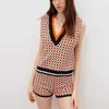 ZA Jacquard Plaid Knit Vest Women Sleeveless V Neck Cute Sweater Female Fashion Vintage Red Pullover Tops 210602