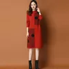 Casual Dresses Women's Knitted Sweater Dress Autumn Winter Color Matching Mid-long Long Sleeve Pullover Knit Women Clothing 397