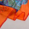 Orange Blue Winter Women Pure Silk Scarf Shawl Spring Fall Fashion Large Elegant Classical Long Scarves Wraps Printed 180*110cm Q0828