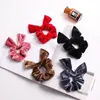 Bunny Ear Cabelo Scrunchie Velvet Meninas Mulheres Nó Bow Cabelo De Cabelo Gravata Mulheres Elástico Titular Bandas Bandas Cabelo Bow