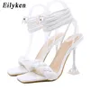 2022 New Summer Fashion Sandals Design Weave Women's Shoes Transparent Strange High Heels Ladies Sandals Large Size Shoes