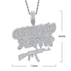 Cadenas Bling Iced Out Letters Certificado Steppa Gun Colgante Collar 2 colores Lujo Cubic Zircon Hip Hop Joyería para hombres Boy