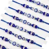 Couples Women 12pcs Sets Blue Turkish Evil Eye Charms Bracelets Crystal Bead Adjustable Rope Chain Anklets Child Girl Jewelry 154 U2253u