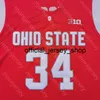 2020 New Ohio State Buckeyes College Maglia da basket NCAA 34 Kaleb Wesson Rossa Tutta cucita e ricamata da uomo Taglia giovanile