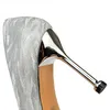 2022 Kvinnors Pumps Fashion Sequins Bröllopsskor Sliver Gold High Heels Stiletto 9,5 cm 7,5 cm Ladies Heels Skor