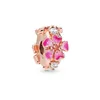 925 Sterling Silver Charm Rose Gold Floral Heart Beaded Koraliki do Pandora Bransoletka Kobiety Biżuteria