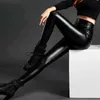 ATHVOTAR hiver femmes Pu cuir chaud Leggings épais noir taille haute Push Up décontracté couleur unie Fit pantalon 211215