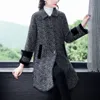 Women's Wool Coats winter Clothing turn-down collar Woolen long Jacket elegant middle-aged fashion mother outfit plus size