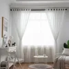 Gardin draperier modern enkel silver bambu jacquard fönster skärm vardagsrum sovrum perforerade vita nät gardiner