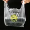 50 unids/pack transparente cara sonriente estilo chaleco bolsa de embalaje supermercado compras portátil Biodegradable bolsa de plástico para frutas para llevar