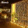 LED Curtain Curtain Luz 3x3 / 3x2m String Luzes de Água Cachoeira Lâmpada De Casamento Decoração Garland Garden Decoração Fairy Light 211122