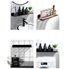 Organisation de rangement de cuisine M￩mien d'￩tag￨re murale Espace de douche de salle de bain en aluminium Organisateur de salle de bain Rack de serrure support de brosse ￠ dents pour les toilettes