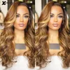 HD Highlight Wig Colored Transparent Lace Front Human Hair Wigs 180 Density Body Wave Lace Front Wig Ombre T Part Body Wave Wig