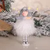 Счастливого Рождества орнамент серебряный шелк плюшевая игрушка стоящая осанка белый снеговик Санта-Клаус принцесса кукла окна снеговика рождественские украшения XVT1071