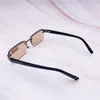 Solglasögon YCCRI 2021 Crystal Glass Glasögon Mode Half-Frame Perforerade Läser Framlösa Glasögon