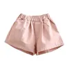 2 3 4 5 6 7 8 9 10 12 Years Children Cotton Pocket Solid Color Cotton Summer Loose Wide leg Shorts For Kids Baby Girls 210701