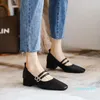 Sapatos de vestido a moda bloco calcanhar casual boca rasa mulheres com versão coreana de Loafer Tide