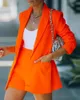 Women's Tracksuits Women Jacket Blazer Suit Yellow Casual Ladies Solid Color Two Piece 2021 Summer Office Wear Elegant Sets With Shorts