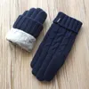 Gants de laine chauds pour hommes de mode hiver tricoté mâle double épaisseur velours toucher conduite