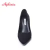 Aphixta mulheres bombas sapatos de casamento mulher oficial quadrado alto bloco grosso saltos apontados toe out porta mulheres sapatos tamanho 34-43 K731