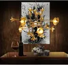 Lampes suspendues dorées simples et lanternes modèle créatif chambre villa salle à manger salon lustre en forme de corne rétro