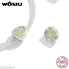 Wostu Fruit Beads Real 925スターリングシルバーフレッシュレモンチャームイエロージルコニアビーズフィットDIYブレスレット925シルバージュエリーCTC265 Q0531