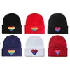 Homosexuell regnbåge kärlek hjärta broderi stickade hattar beani hattar män kvinnor vinter varm svart knit cap skulli julklapp