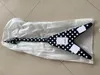 Atualização Randy Rhoads Polka Dot Black Flying V Guitarra Elétrica MOP Bowtie Inlays Floyd Rose Tremolo Bridge Whammy Bar Chrome Ha8995208