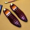 Handgefertigte Krokodil-Herrenschuhe im britischen Stil, modische Derby-Schuhe, formelle Business-Oxfords, Arbeitsschuhe