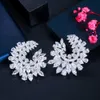 Délicat Cubique Zircon De Luxe Géométrie Fleur Grand Mariage Boucle D'oreille pour les Femmes De Fiançailles De Mariage Bijoux Cadeau CZ881 210714