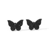 Crystal Black Zircon Butterfly Stud Örhängen för Kvinnor Mode Nål Guld Silver Färg Metall Party Öron Smycken Tjejer Present